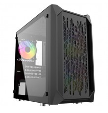 Корпус Powercase Alisio Micro X3B, Tempered Glass, 1х 120mm +2x 140mm 5-color fan, чёрный, mATX  (CAMIB-L3)                                                                                                                                               