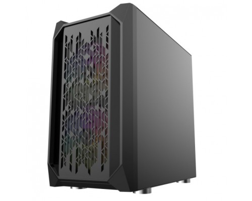 Корпус Powercase Alisio Micro X3B, Tempered Glass, 1х 120mm +2x 140mm 5-color fan, чёрный, mATX  (CAMIB-L3)