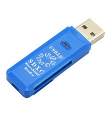 RE2-100BL USB2.0 Устройство ч/з карт памяти  / SD / TF / USB PLUG / BLUE                                                                                                                                                                                  
