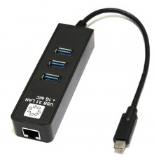 UA3C-45-10BK Кабель-адаптер  USB3.1 / 3*USB3.0 / RJ45 1G / BLACK                                                                                                                                                                                          