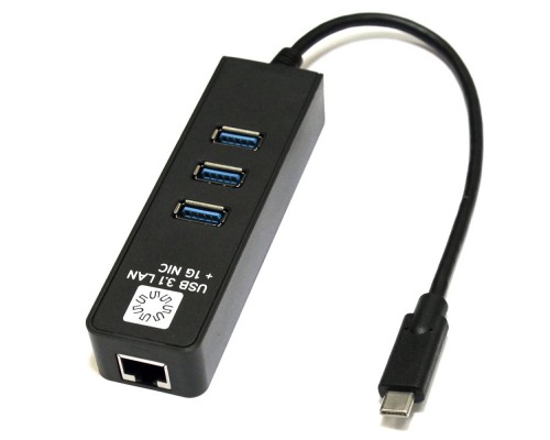 UA3C-45-10BK Кабель-адаптер  USB3.1 / 3*USB3.0 / RJ45 1G / BLACK