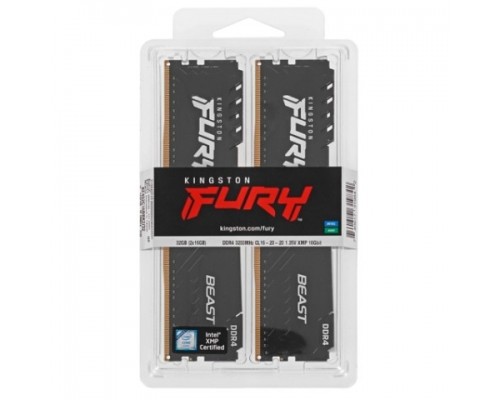 Модуль памяти Kingston KF432C16BBK2/32 FURY Beast Black 32GB Kit (2x16GB), DDR4-3200, CL16 DIMM, 2Gx8