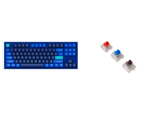 Клавиатура проводная, Q3-O3,RGB подсветка,коричневый свитч,87 кнопок, цвет синий