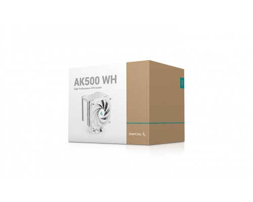 Кулер DEEPCOOL AK500 WH LGA20XX/1700/1200/115X/AM5/AM4 (9шт/кор, TDP 240W, PWM, Fan 120mm, 5 тепл. трубок, Copper Base, белый) RET