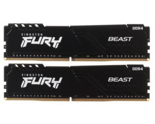 Модуль памяти KINGSTON Fury Beast Gaming DDR4 Общий объём памяти 32Гб Module capacity 16Гб Количество 2 3733 МГц Радиатор Множитель частоты шины 19 1.35 В черный KF437C19BB1K2/32