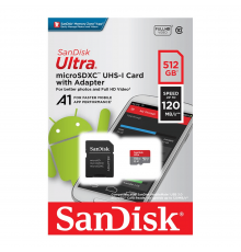 Карта памяти SanDisk 512GB Ultra microSDXC 120MB/s  A1 Class 10 UHS-I                                                                                                                                                                                     