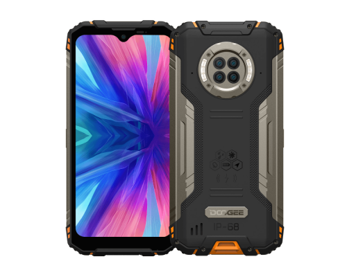 Doogee S96 GT Volcano Orange, 6.22'' 720 x 1520 пикселей, 2x2,1 ГГц+ 6x2,0 ГГц, 8 Core, 8GB RAM, 256GB, up to 512GB flash, 48 МП+20 МП+8 МП+2МП/32Mpix, 2 Sim, 2G, 3G, LTE, BT v5.0, Wi-Fi, NFC, GPS, Type-C, 6350 мА·ч, Android 12, 310г, 167, ммx81.4 мм