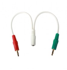 Кабель аудио сигнала Cablexpert, джек3.5 нушники + 3.5 микрофон-> джек3.5 4pin, длина 20см, белый (CCA-418W)                                                                                                                                              