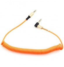 Кабель аудио (угловой) спиральный Cablexpert CCAB-02-35MMLC-1.8MO. 3.5 джек (M)/3.5 джек (M), оранжевый, 1.8м, блистер                                                                                                                                    