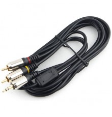 Кабель аудио Cablexpert CCAB-02-35M2RM-3MB. 3.5 джек(M)/2х RCA (M), черный, 3м, блистер                                                                                                                                                                   