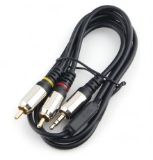 Кабель аудио Cablexpert CCAB-02-35M2RM-1MB. 3.5 джек(M)/2х RCA (M), черный, 1м, блистер                                                                                                                                                                   