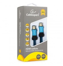 Кабель HDMI Cablexpert, серия Gold, 4,5 м, v1.4, M/M, синий, позол.разъемы, алюминиевый корпус, нейлоновая оплетка, коробка (CC-G-HDMI01-4.5M)                                                                                                            