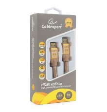 Кабель HDMI Cablexpert, серия Gold, 1 м, v1.4, M/M, золотой, позол.разъемы, алюминиевый корпус, нейлоновая оплетка, коробка (CC-G-HDMI03-1M)                                                                                                              