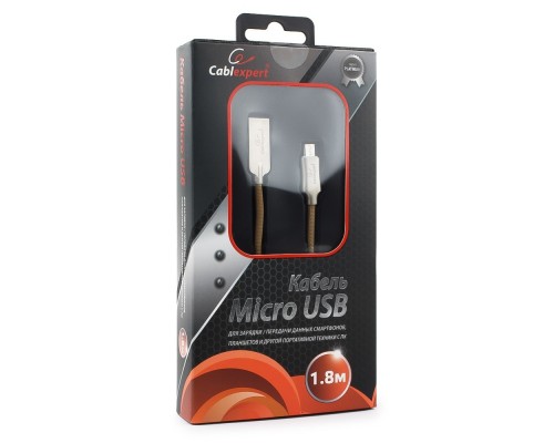 Кабель Cablexpert  USB 2.0 CC-P-mUSB02Gd-1.8M AM/microB, серия Platinum, длина 1.8м, золотой, блистер