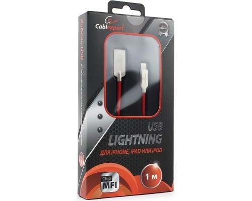 Кабель Cablexpert  для Apple CC-P-APUSB02R-1M MFI, AM/Lightning, серия Platinum, длина 1м, красный, блистер