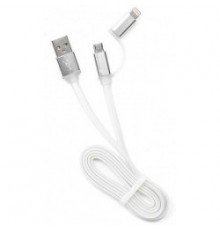 Gembird Кабель USB 2.0 Cablexpert CC-mAPUSB2w1m, AM/microBM 5P - iPhone lightning, 1м, комбо кабель, алюминиевые разъемы, белый, блистер                                                                                                                  