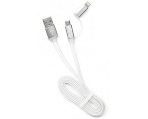 Gembird Кабель USB 2.0 Cablexpert CC-mAPUSB2w1m, AM/microBM 5P - iPhone lightning, 1м, комбо кабель, алюминиевые разъемы, белый, блистер