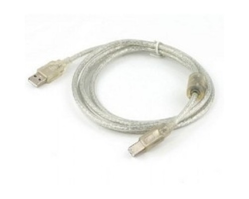 Кабель Cablexpert  USB 2.0 Pro, AM/BM, 2м, экран, 2 феррит.кольца, прозрачный (CCF-USB2-AMBM-TR-2M)