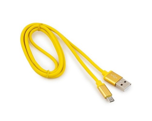 Cablexpert Кабель USB 2.0 CC-S-mUSB01Y-1M, AM/microB, серия Silver, длина 1м, желтый, блистер