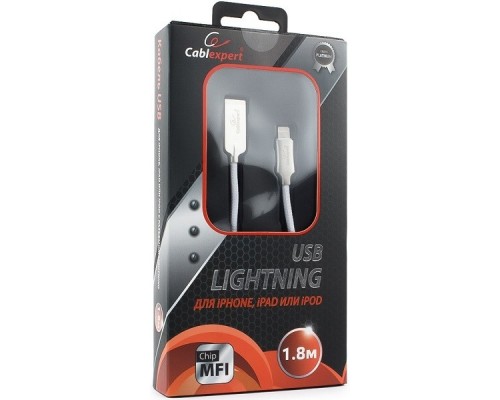 Кабель Cablexpert  для Apple CC-P-APUSB02W-1.8M MFI, AM/Lightning, серия Platinum, длина 1.8м, белый, блистер