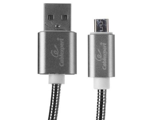 Кабель Cablexpert  USB 2.0 CC-G-mUSB02Gy-1M AM/microB, серия Gold, длина 1м, титан, блистер