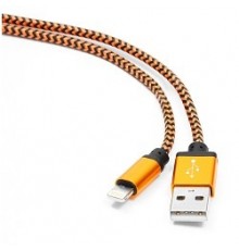 Gembird Кабель USB 2.0 Cablexpert CC-ApUSB2oe1m, AM/Lightning 8P, 1м, нейлоновая оплетка, алюминиевые разъемы, оранжевый, пакет                                                                                                                           
