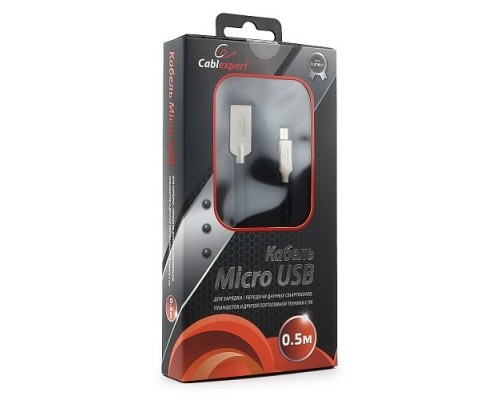 Кабель Cablexpert  USB 2.0 CC-P-mUSB02Bk-0.5M AM/microB, серия Platinum, длина 0.5м, черный, блистер