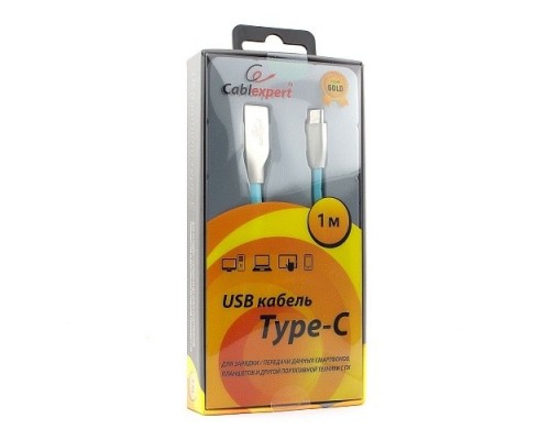 Кабель Cablexpert  USB 2.0 CC-G-USBC01Bl-1M AM/Type-C, серия Gold, длина 1м, синий, блистер