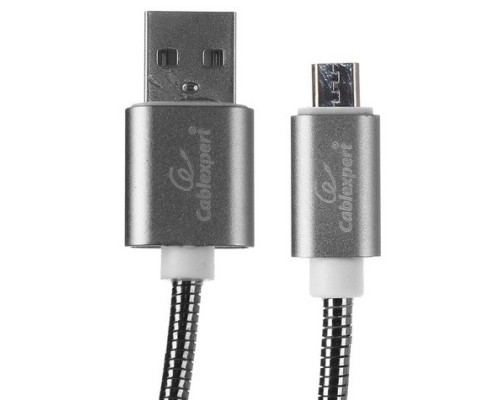 Кабель Cablexpert  USB 2.0 CC-G-mUSB02Gy-0.5M AM/microB, серия Gold, длина 0.5м, титан, блистер