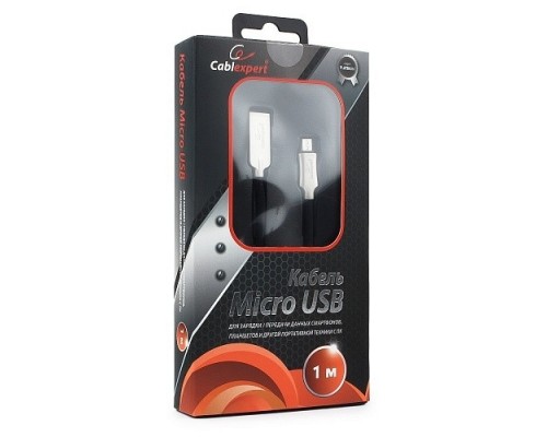 Cablexpert Кабель USB 2.0 CC-P-mUSB02Bk-1M AM/microB, серия Platinum, длина 1м, черный, блистер