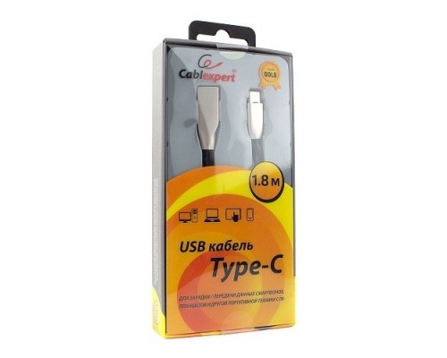 Cablexpert Кабель USB 2.0 CC-G-USBC01Bk-1.8M AM/Type-C, серия Gold, длина 1.8м, черный, блистер