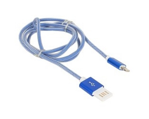 Gembird Кабель USB 2.0 Cablexpert CC-ApUSBb1m, AM/Lightning 8P, 1м, силиконовый шнур, разъемы синий металлик, пакет