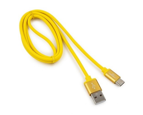 Cablexpert Кабель USB 2.0 CC-S-USBC01Y-1M, AM/Type-C, серия Silver, длина 1м, желтый, блистер