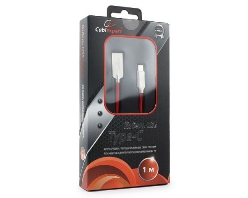 Кабель Cablexpert  USB 2.0 CC-P-USBC02R-1M AM/Type-C, серия Platinum, длина 1м, красный, блистер