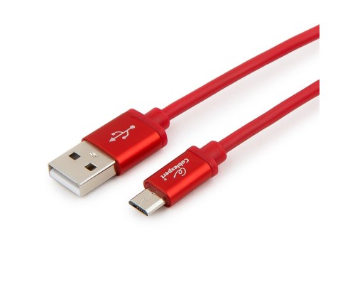 Cablexpert Кабель USB 2.0 CC-S-mUSB01R-1.8M, AM/microB, серия Silver, длина 1.8м, красный, блистер