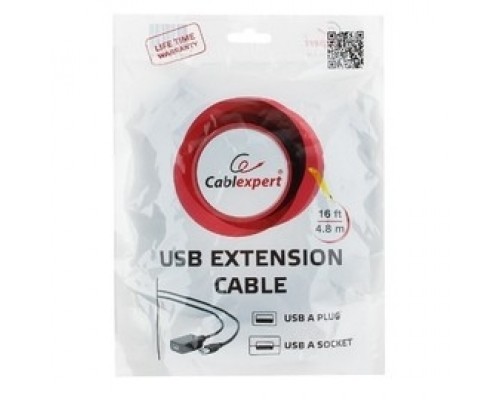 Кабель удлинитель USB 2.0 Cablexpert UAE016-BLACK