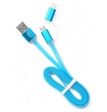 Кабель Cablexpert  USB 2.0 CC-mAPUSB2bl1m, AM/microBM 5P - iPhone lightning, 1м, комбо кабель, алюминиевые разъемы, голубой, блистер                                                                                                                      
