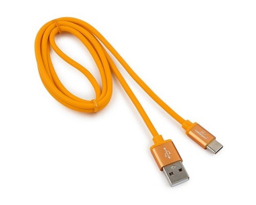 Кабель Cablexpert  USB 2.0 CC-S-USBC01O-1M, AM/Type-C, серия Silver, длина 1м, оранжевый, блистер