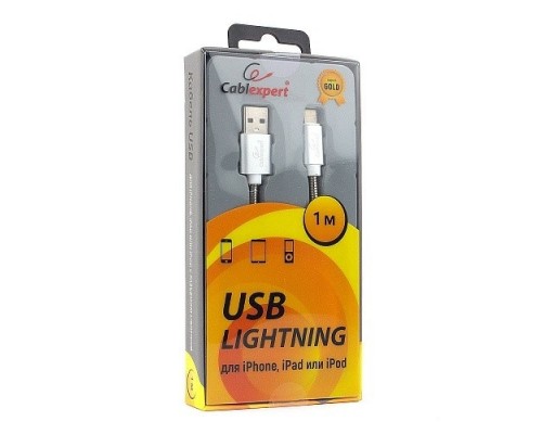 Cablexpert Кабель для Apple CC-G-APUSB02S-1M, AM/Lightning, серия Gold, длина 1м, серебро, блистер