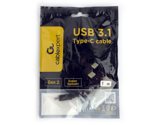 Кабель USB Cablexpert CCP-USB-CMCM2-1M, USB3.1 Type-C/Type-C, Gen.2, 10Gbit/s, 5A, 100W, 1м, пакет