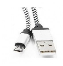 Gembird Кабель USB 2.0 Cablexpert CC-mUSB2sr1m, AM/microBM 5P, 1м, нейлоновая оплетка, алюминиевые разъемы, серебристый, пакет                                                                                                                            