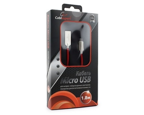 Кабель Cablexpert  USB 2.0 CC-P-mUSB02R-1.8M AM/microB, серия Platinum, длина 1.8м, красный, блистер