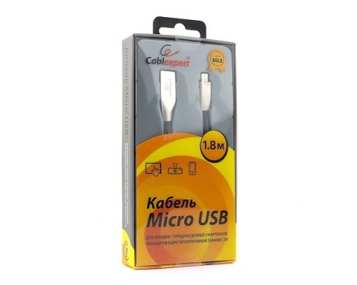 Кабель интерфейсный USB 2.0 Cablexpert CC-G-mUSB01Bk-1.8M