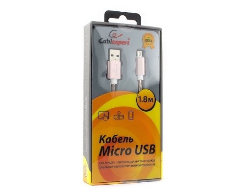 Кабель Cablexpert  USB 2.0 CC-G-mUSB02Cu-1.8M AM/microB, серия Gold, длина 1.8м, золото, блистер