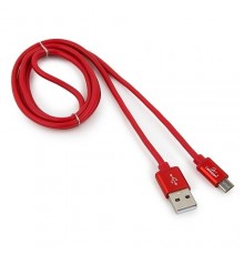 Cablexpert Кабель USB 2.0 CC-S-mUSB01R-1M, AM/microB, серия Silver, длина 1м, красный, блистер                                                                                                                                                            