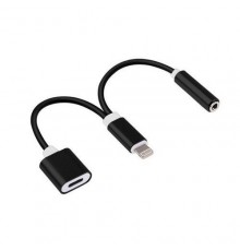 Cablexpert Переходник USB, Lightning M/Jack3.5F+ Lightning F (с доп питанием), черный (CCA-LM3.5F-02)                                                                                                                                                     