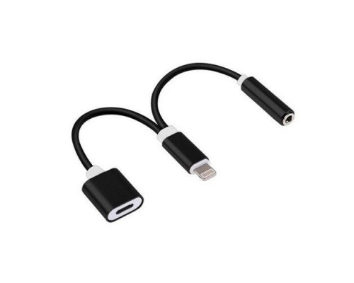 Cablexpert Переходник USB, Lightning M/Jack3.5F+ Lightning F (с доп питанием), черный (CCA-LM3.5F-02)