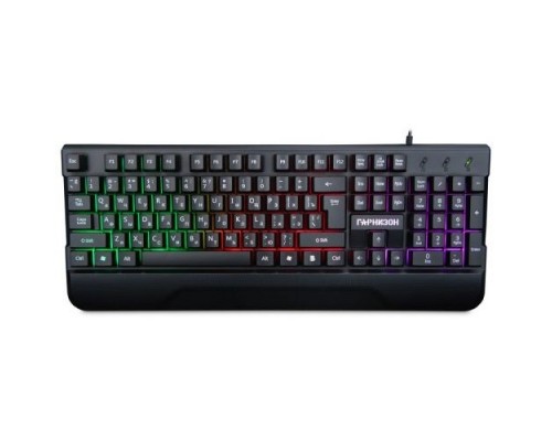 Гарнизон Клавиатура игровая GK-350L, USB, черный, RGB-подсветка и подставка под запястья, 104 клавиши, кабель 1.5 м