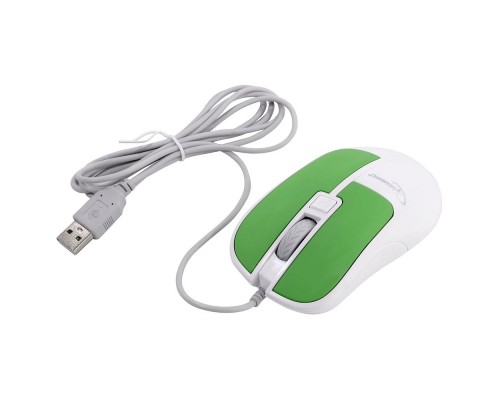Gembird MOP-410-GRN Мышь, USB, зелёный, 3 кнопки+колесо кнопка, soft touch, 1600 DPI кабель 1.5м