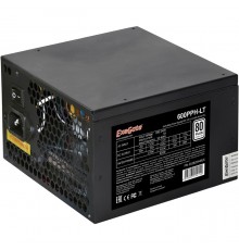 Блок питания 600W ExeGate 80 PLUS® 600PPH-LT-S-OEM (ATX, APFC, КПД 82% (80 PLUS)SC, 12cm fan, 24pin, 2x(4+4)pin, 2xPCI-E, 6xSATA, 3xIDE, кабель 220V с защитой от выдергивания, black, RTL)                                                               